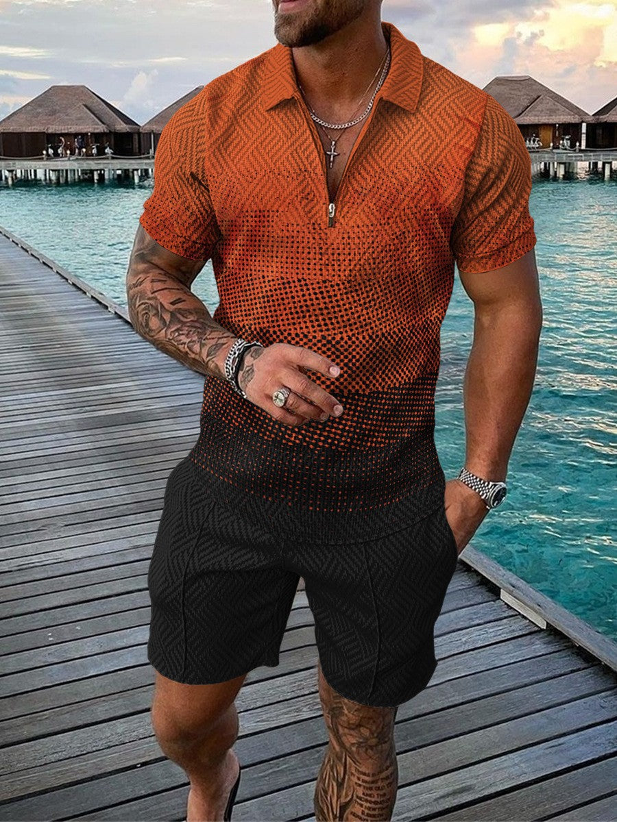 U.A. T-shirt and Casual Polo Shorts Set (One Set)