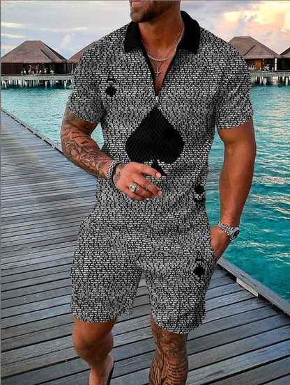 U.A. T-shirt and Casual Polo Shorts Set (One Set)