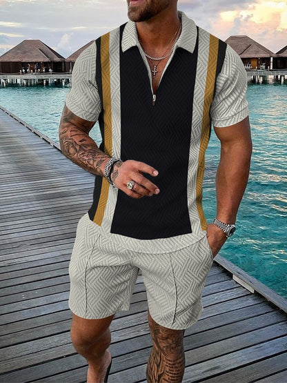 U.A. T-shirt and Casual Polo Shorts Set (One Set)