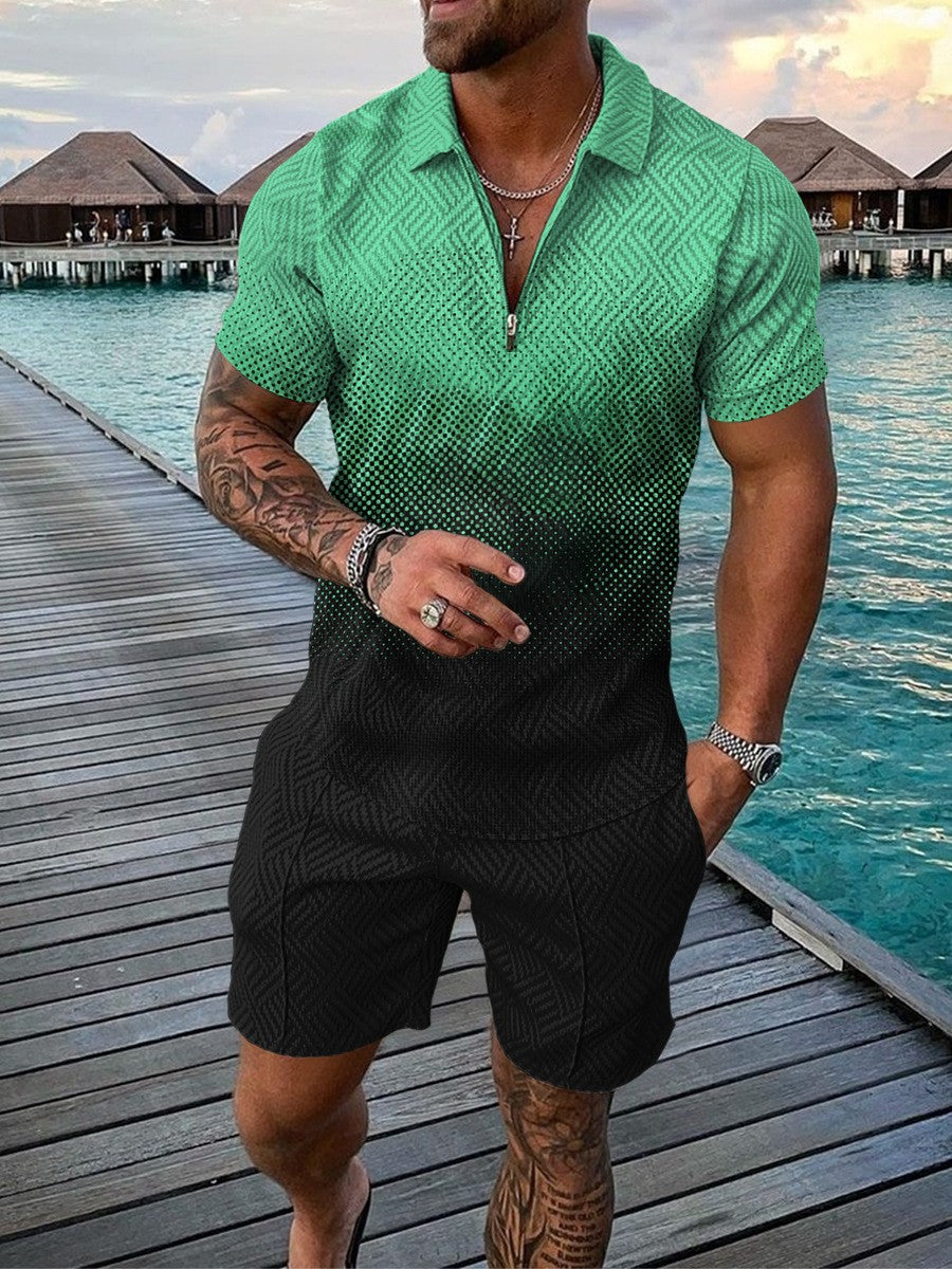 U.A. T-shirt and Casual Polo Shorts Set (One Set)
