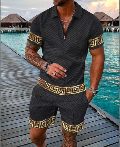 U.A. T-shirt and Casual Polo Shorts Set (One Set)
