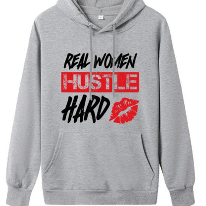 Women's Letter Print Hoodie – Relaxed Fit with Kangaroo Pocket