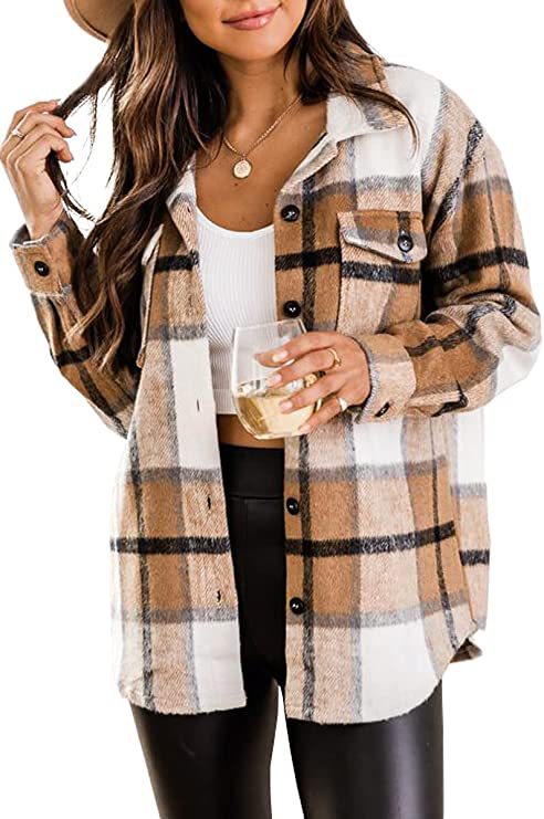 Checkered Plaid Shirt with Button Placket (One Piece)