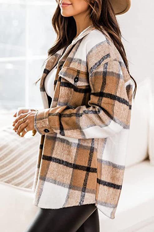 Checkered Plaid Shirt with Button Placket (One Piece)