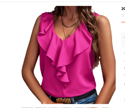 Elegant V-Neck Ruffle Blouse