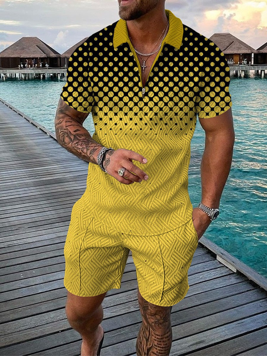 U.A. T-shirt and Casual Polo Shorts Set (One Set)