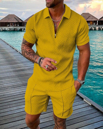 U.A. T-shirt and Casual Polo Shorts Set (One Set)